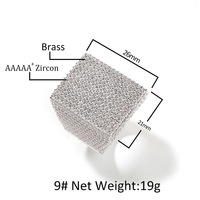 Bague carrée surdimensionnée et épaisse pour homme avec accents de zircon cubique étincelants, style rappeur audacieux, bijoux de mode, fournisseur en gros pour dropshipping