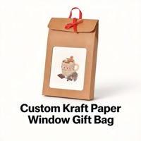 Sac cadeau de luxe personnalisé en papier kraft avec fenêtre, ruban rouge et nœud papillon pour biscuits faits main, pâtisserie USA