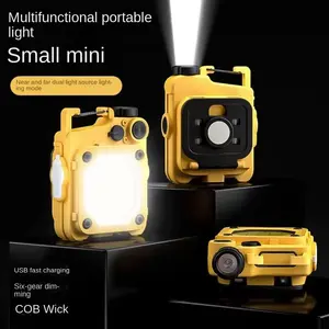 Luce forte portatile mini portachiavi piccola torcia ricarica tasca luce da lavoro Multi-funzionale riparazione auto casa campeggio