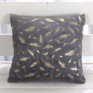 Super doux nouveau Design court oreiller en peluche luxe nordique couleur unie salon canapé jeter taie d'oreiller avec impression dorée - Product Image 3