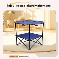 Table de camping pliante ronde d'extérieur avec tissu Oxford amovible, fabricant de meubles d'extérieur, vente en gros
