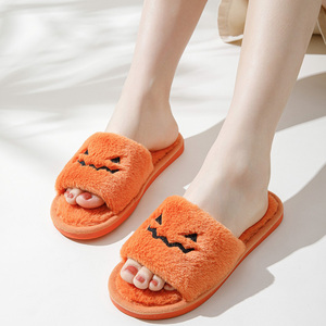 Chaussons d'intérieur décontractés pour femmes à motif citrouille d'Halloween, confortables, élégants, à plateforme, tendance - Product Image 4