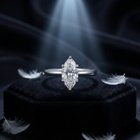 Bague en Moissanite en Argent Sterling 925, Coupe Marquise, Six Griffes, Solitaire, pour Femme, Cadeau de Mariage
