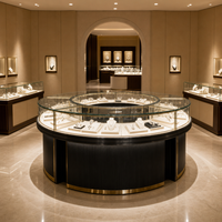 Maßgefertigte Kommerzielle Schmuckvitrine aus Massivholz, Metall und Glas mit LED-Beleuchtung, Display-Möbel im Großhandel