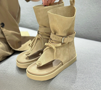 Sandales montantes à talon compensé pour filles, collection été 2026, couleur unie, pour petites et grandes filles