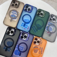 Coques de téléphone portable magnétiques colorées en TPU pour 15 Pro Max avec support de cadre d'appareil photo et protection d'appareil photo