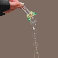 Épingle à cheveux en forme de U de style chinois avec pampille papillon, accessoire capillaire exquis pour femmes, pour usage quotidien et de fête