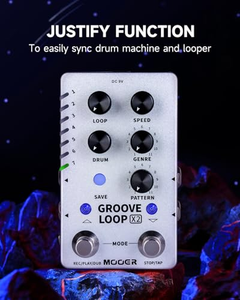 Pédale Groove Looper MOOER, machine à rythmes, enregistreur de boucles stéréo pour guitare, 121 rythmes de batterie, logiciel d'édition (X2) - Product Image 3
