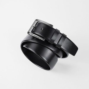 Cinturón de cuero de vaca informal de negocios de longitud personalizada para hombre, PIN de latón macizo con textura de grano de lichi de alta calidad, marca HJ KH Origin - Product Image 1