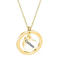 Trendy hartvormige ketting van roestvrij staal, verguld met 18K goud, graveerbaar, met ruimte voor eigen logo, unisex, Valentijnscadeau, sieraden