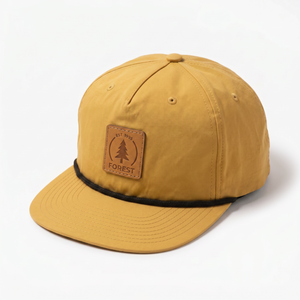 Gorra de Golf de Nylon de 5 Paneles con Cierre a Presión, Personalizada con Logotipo en Parche de Cuero y Cuerda, de Alta Calidad, Sin Estructura - Product Image 2