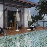 Ubin Keramik Motif Riak Air Biru Hijau Cekung Cembung Anti-Selip untuk Dinding Latar Kolam Renang Resort Minimalis Modern