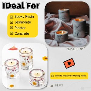 Moules en silicone pour photophore à 3 tailles-Pilier, Cylindre, Votif. Parfait pour l'artisanat en résine époxy, en béton ou en bougie. - Product Image 3