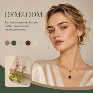 Ear Enlace Oem Odm 14K Gold Plated Teardrop Peridot Pearl Leverback Dangle Earrings Vintage Floral Women Jewelry Wholesale - Product Image 1
