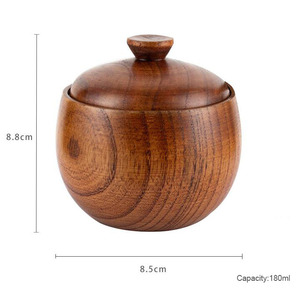 Boîte à sel <span class=keywords><strong>en</strong></span> <span class=keywords><strong>bois</strong></span> de cuisine, pot à épices, bol à sucre, boîte à poivre, récipient d'assaisonnement de sel, boîte de rangement avec couvercle - Product Image 2