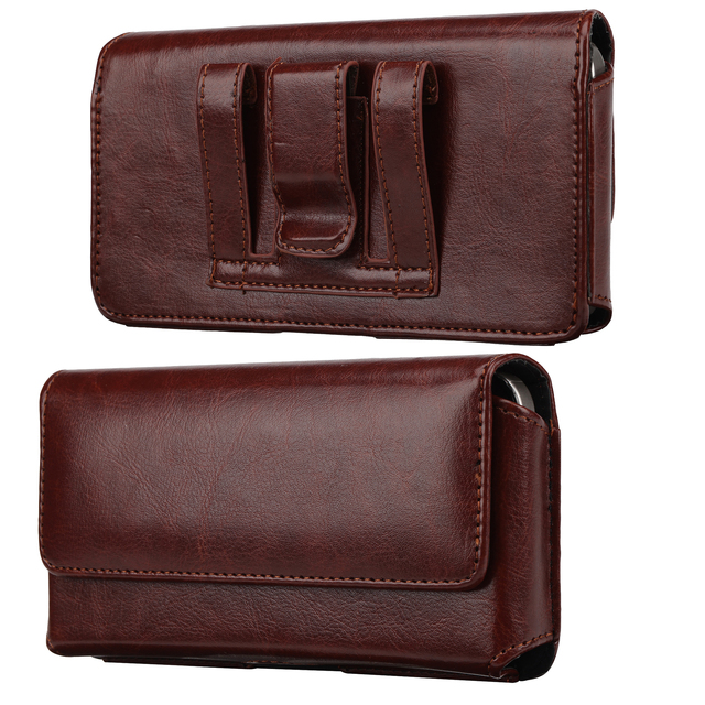 Leather Phone Belt Clip Carrying Pouch for iPhone 18 Pro Max 17 Pro Pouch Cover for Galaxy S26 Ultra Universal Cover LM156