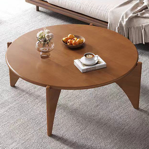 Table basse ronde NKAHS en bois massif de noyer, style moderne et minimaliste, gain de place, écologique, mobile, pour salon - Product Image 5