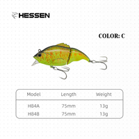 Leurre de pêche artificiel flottant Hessen OEM 75mm 13g en deux sections pour achigan, poisson-serpent et eau salée