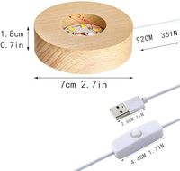 Présentoir en bois rond LED moderne 3D cristal verre résine Art lumière socle de lampe en bois socle d'affichage pour le salon