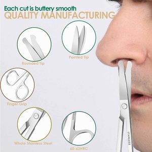 Mini tijeras curvas con punta redonda de acero inoxidable, tijeras de precisión para recortar cejas, vello de nariz, barba y pestañas - Product Image 3