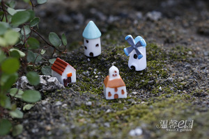 Adorno de resina 3D Micro paisaje decoración miniaturas casa molino de viento estilo cabaña Castillo para DIY suculenta/Hada/maceta - Product Image 5