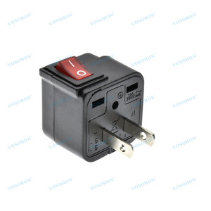 <span class=keywords><strong>Adaptateur</strong></span> de <span class=keywords><strong>prise</strong></span> électrique ABS 2 broches Japon Thaïlande Canada AC100~250V 10A avec interrupteur LED marche/arrêt et 3 prises - Product Image 6