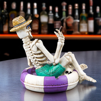 Cendrier squelette en résine, figurine décorative pour vacances à la plage, décoration d'Halloween, support à cigarettes, pour bar à domicile, table de bureau, cadeau artisanal