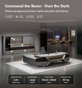 Scrivania Direzionale di Lusso in Legno Massello, <span class=keywords><strong>Design</strong></span> Moderno e Durevole con Stoccaggio Modulare e Funzionalità Multiple, Scrivania per CEO - Product Image 4