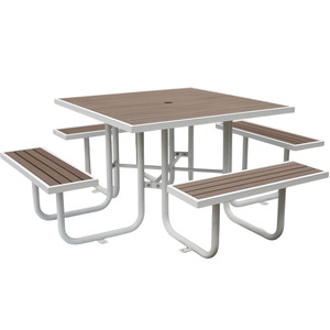 <span class=keywords><strong>Tavolo</strong></span> da Picnic Quadrato <span class=keywords><strong>in</strong></span> WPC Impermeabile per Esterni <span class=keywords><strong>con</strong></span> Panche, <span class=keywords><strong>Tavolo</strong></span> da Pranzo Moderno per Campeggio <span class=keywords><strong>con</strong></span> Foro per Ombrellone - Product Image 4