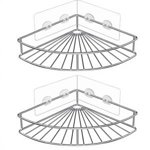 Organizador de Ducha de Acero Inoxidable de Doble Nivel para Montar en la Pared, Organizador Adhesivo para Esquinas de Baño y Cocina - Product Image 3