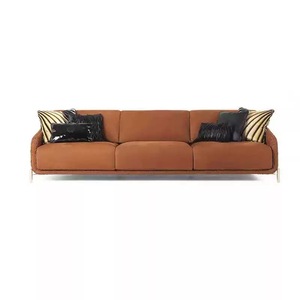 Juego de Sofás de Cuero Genuino Minimalista en Forma de <span class=keywords><strong>U</strong></span>, Estilo Italiano de Lujo Ligero, Muebles para el Hogar, Villa de Alta Gama, Sala de Estar Grande - Product Image 6