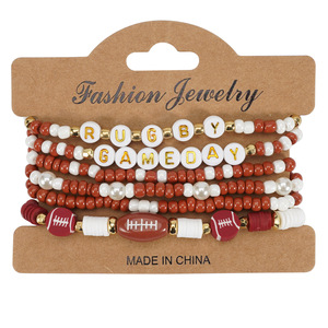 Pulseras de Cuentas a la Moda con Temática Deportiva: Béisbol, Voleibol, Fútbol, Tenis, Baloncesto, Día de Partido, Cuentas Elásticas, Hechas en China - Product Image 5