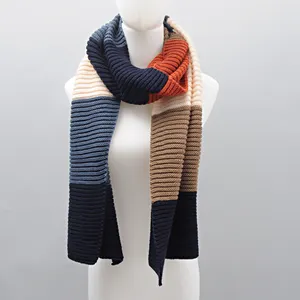 Custom New Arrivals Multicolor Stripe Winter Travel Scarf Oversize Acrylic Knitted Wool Blend Cashmere Scarf For Women