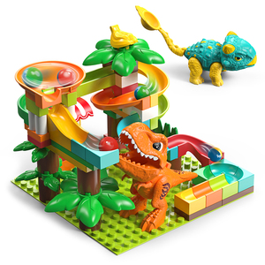 FEELO FL2321 Jouet éducatif de construction DIY Blocs de construction en plastique avec catapulte de dinosaure modèle de toboggan - Product Image 5