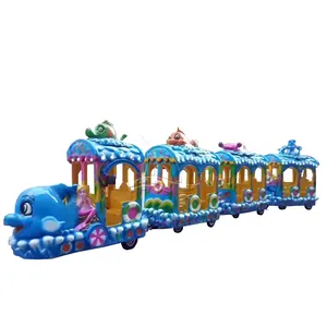 Trem elétrico 16/20 trem de passageiros do parque temático infantil mini passeio de trem teackless do oceano