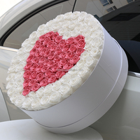 100 Mawar Alami Abadi Selamanya Bunga Awet dalam Kotak Bulat Tanaman Abadi Hadiah Valentine Logo Kustom Kemasan Grosir