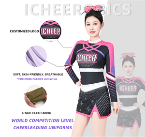 Wholesale Toddler Varsity <strong>Cheerleading</strong> Uniforms Pink Black Purple With Garment Bags School Cheer Uniforms Team <strong>Packages</strong> - Product Image 4