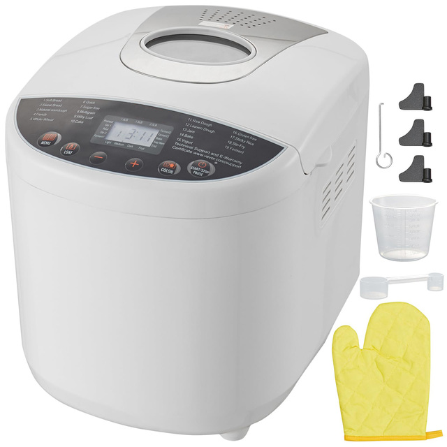 Automatic Nonstick Ceramic Pan Bread Maker for Household Use Gluten-Free & Other Baked Goods 2 Lb Capacity 19 Functions