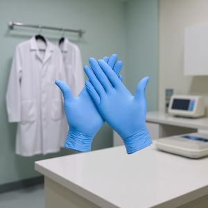 Guanti in nitrile blu taglia M senza polvere, guanti protettivi di grado medico. - Product Image 3