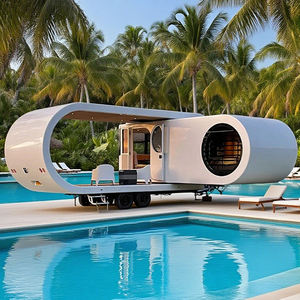 Capsule spatiale de luxe télescopique et rotative Petite maison de camping Maison de remorque préfabriquée avec roues - Product Image 4