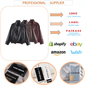 Chaqueta de Cuero Sintético PU con Cierre y Manga Larga <span class=keywords><strong>para</strong></span> <span class=keywords><strong>Mujer</strong></span>, Modelo J1872, Moderna, de Alta Calidad, <span class=keywords><strong>para</strong></span> Otoño e Invierno, con Cuello Alto y Diseño Único - Product Image 6