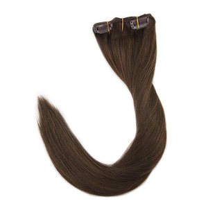 Extensiones de <span class=keywords><strong>cabello</strong></span> humano Remy con Clip, extensiones de <span class=keywords><strong>cabello</strong></span> humano con Clip, color marrón <span class=keywords><strong>oscuro</strong></span>, venta al por mayor - Product Image 2