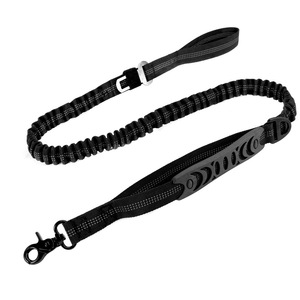 Tactical <b>Dog</b> <b>Leash</b> With Shock Absorption Black Fabric Pet Walking <b>Leash</b> For Outdoor Use - Product Image 1