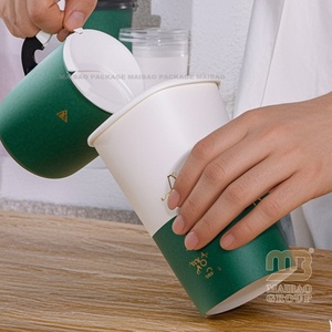 Tazza di carta quadrata monouso personalizzata per bevande fredde gelato Yogurt grigliato tazza di carta speciale con coperchio Batch di personalizzazione - Product Image 2