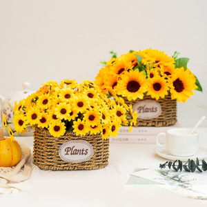 handmade straw braid <b>woven</b> flower <b>basket</b>/wholesale straw grass rope <b>woven</b> flower gift <b>basket</b> with plastic liner - Product Image 6