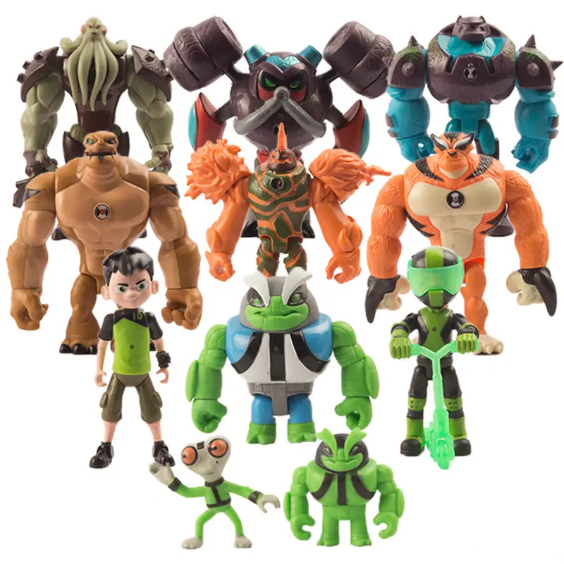 11 peças/set de terra defen-der ben10 figura, herói juvenil, hacker, classe pequena, super besta, alienígena, modelo, brinquedos