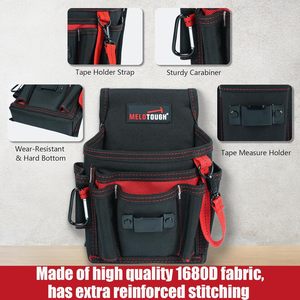 Pochette à outils pour électricien avec clip de ceinture, pochette à outils Utility13 pochettes pour entrepreneurs et toitures, ensemble d'organisation de charpentier réglable - Product Image 2