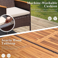 Ensemble de table et chaises de jardin en bois d'acacia de qualité supérieure, ensemble de table et chaises en rotin pour patio, jardin, cour