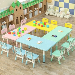 Table et chaise d'étude pour enfants en plastique durable et réglables en hauteur, pour la crèche, l'école maternelle, l'hôpital, l'école, la salle de sport et le parc - Product Image 2