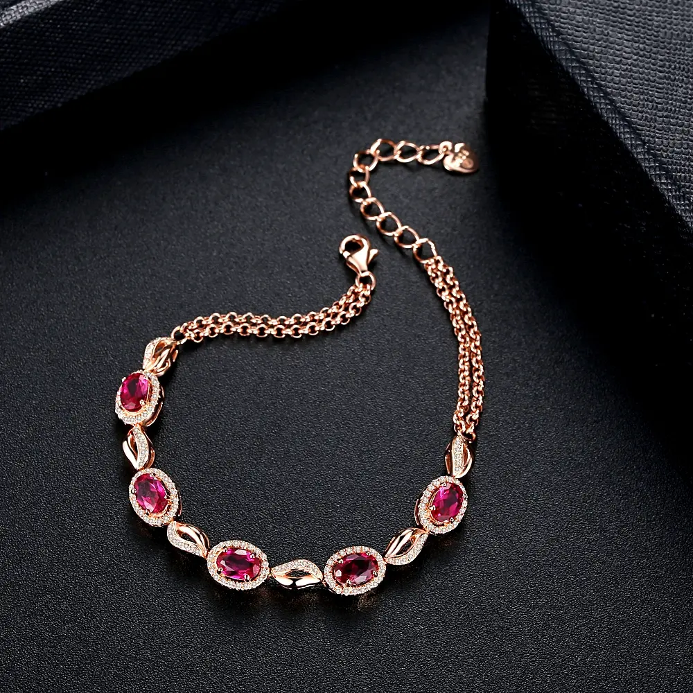 Hot selling jewelry elegant bracelet red zircon luxury womens jewelry(图3)